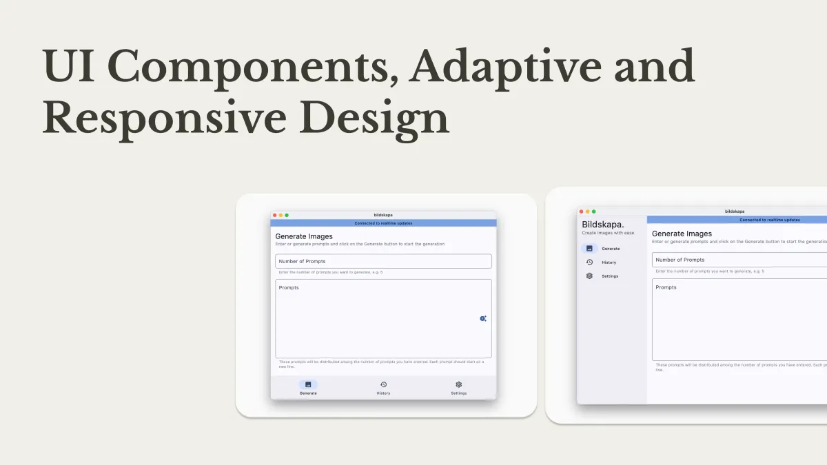 UI Components, Adaptive and Responsive Design